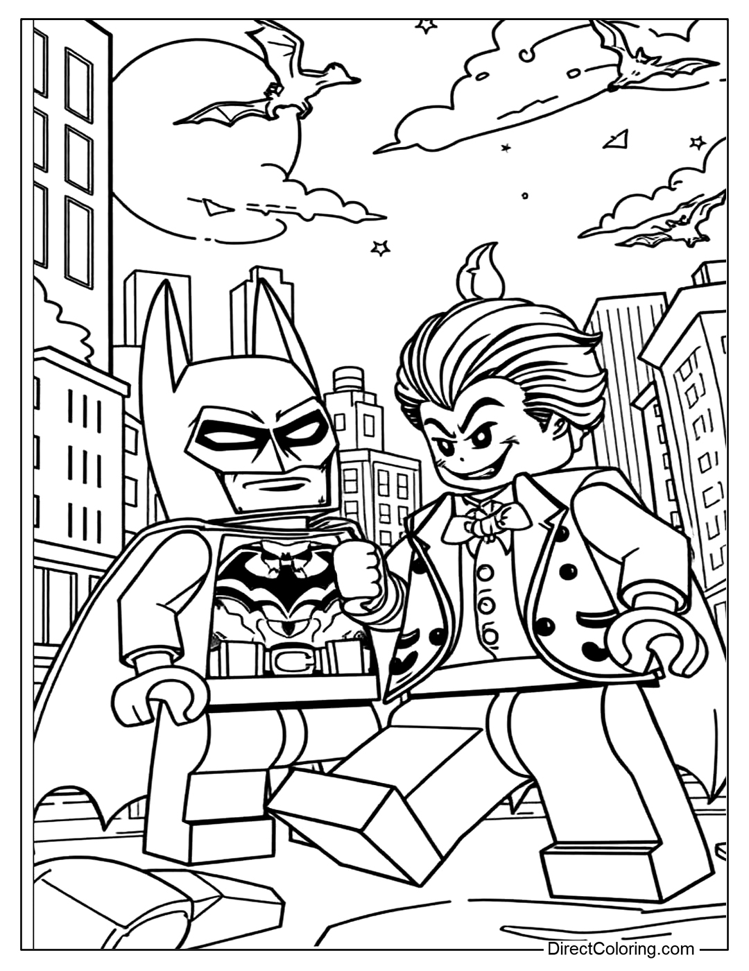 Lego Batman vs Joker Showdown Coloring Page